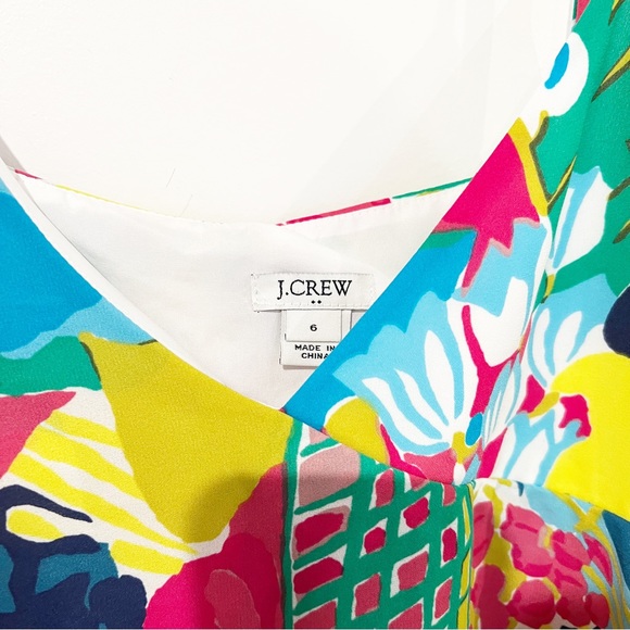 JCrew Floral Multicolor Bold Printed Spaghetti Strap Ruffle Tank Dress size 6 - Picture 6 of 12